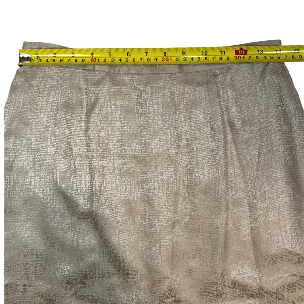 Adrianna Papell Womens 10‎ Silk Midi Pencil Skirt Champagne Gold Metallic Sz 10
